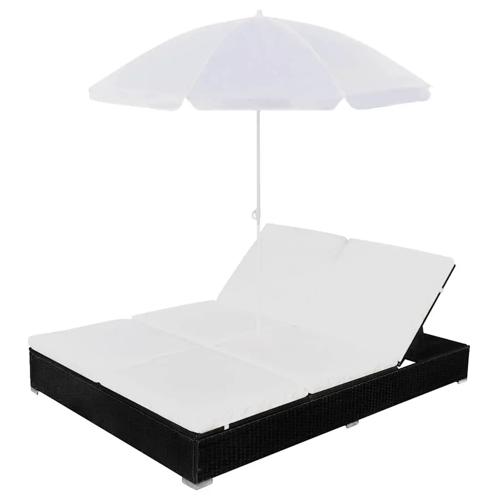 Outdoor Lounge Bed for 2 with Adjustable Umbrella