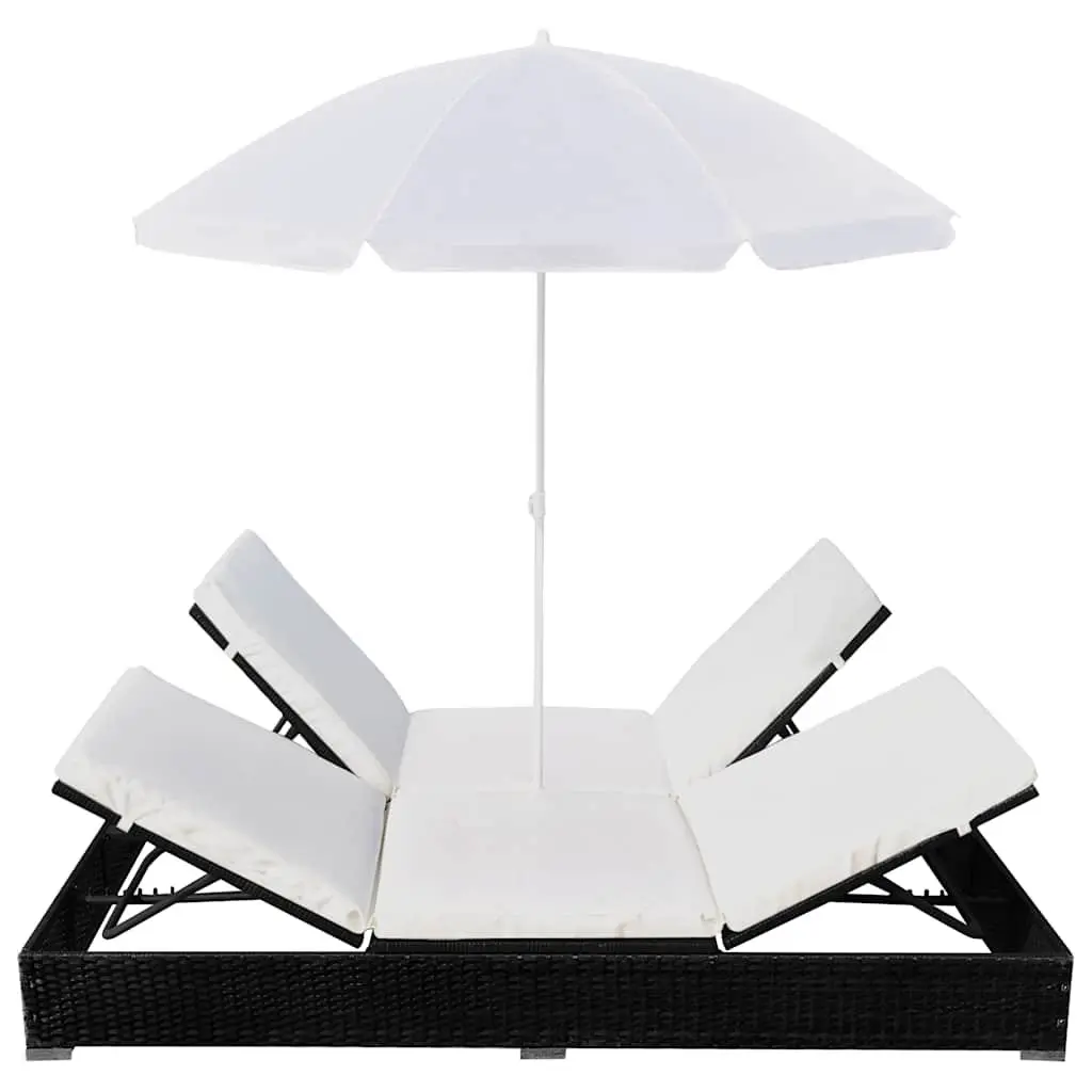 Outdoor Lounge Bed for 2 with Adjustable Umbrella