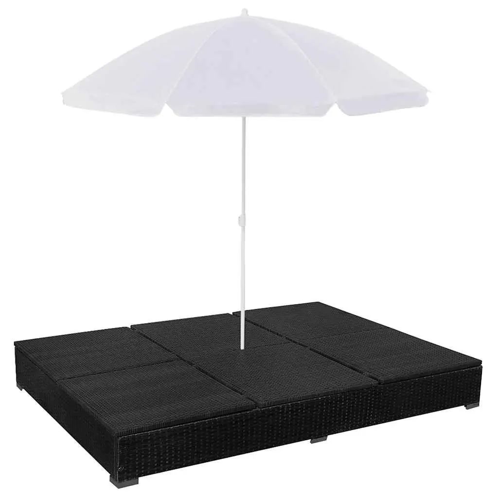 Outdoor Lounge Bed for 2 with Adjustable Umbrella