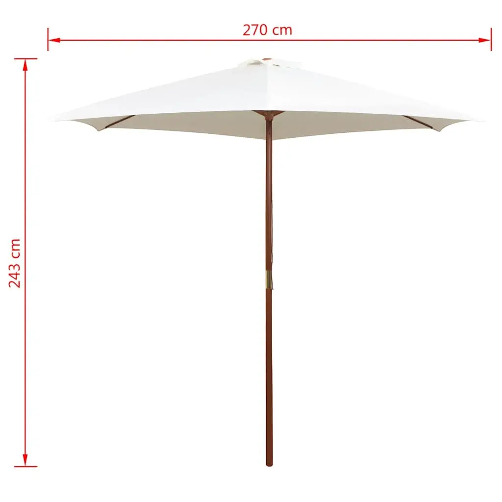 Wooden Garden Parasol with UV Protection 270x270 cm