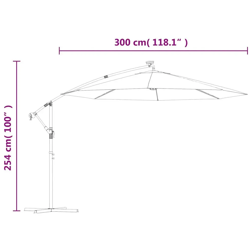 Hanging Garden Parasol 300 cm with LED Lights