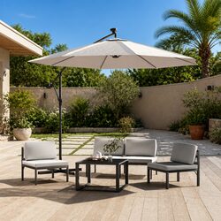 300cm Hanging Garden Parasol with Solar LED Lights