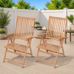 High-Quality Folding Teak Garden Chairs - 2 pcs