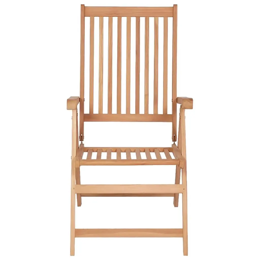 Outdoor Reclining Garden Chairs 2 pcs Folding Wooden Seat Teak Backrest Patio