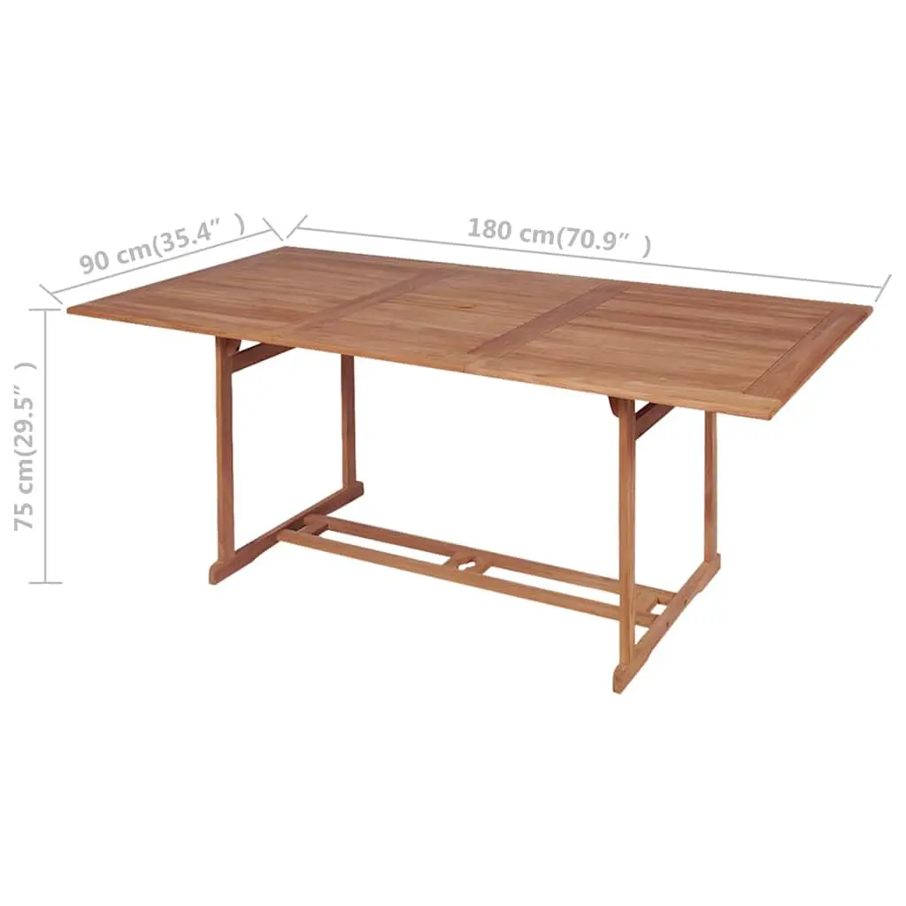 Teak Wood Outdoor Dining Table 180x90x75cm for Gardens