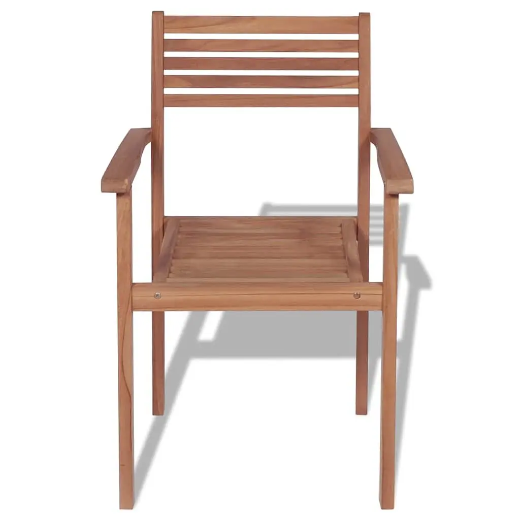 Stackable Outdoor Chairs Teak Wood Brown 4 Piece