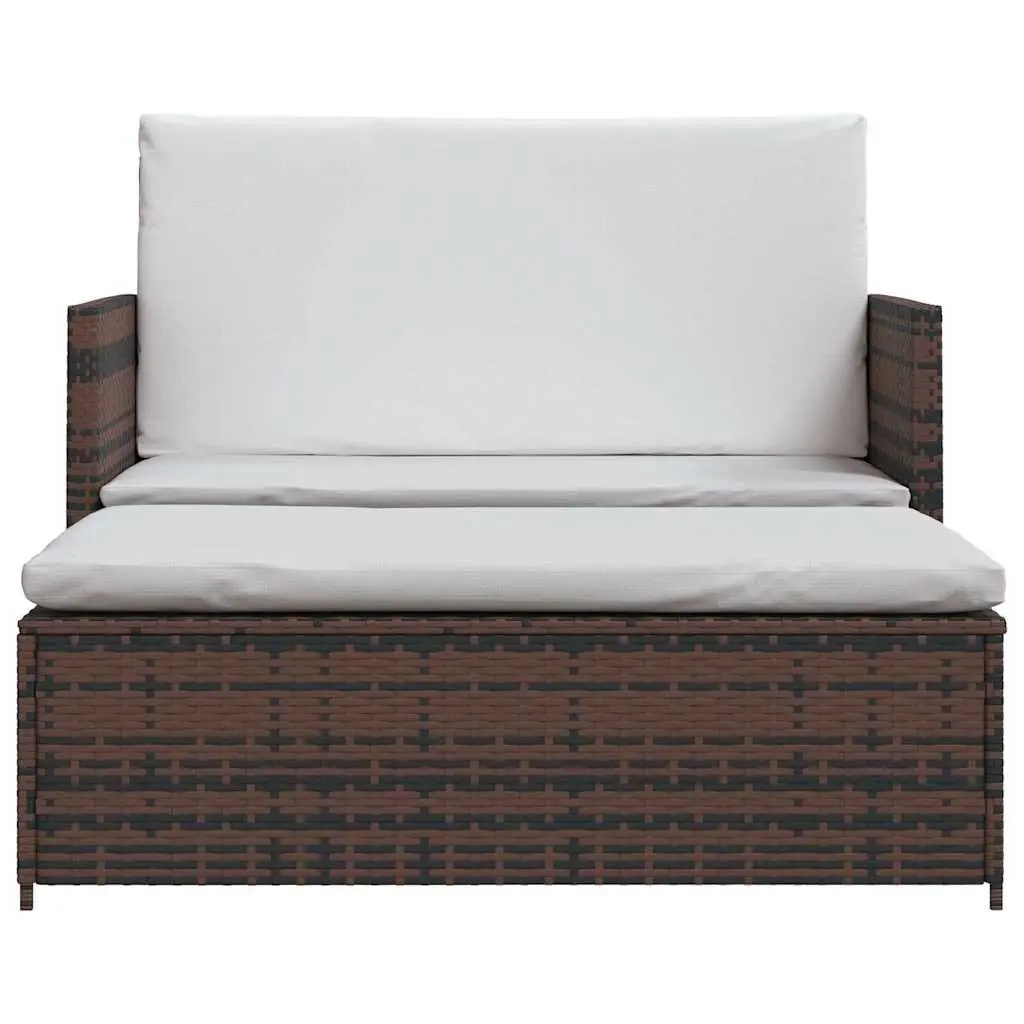 Outdoor Sofa Set PE Rattan 2-Seater Brown Modular