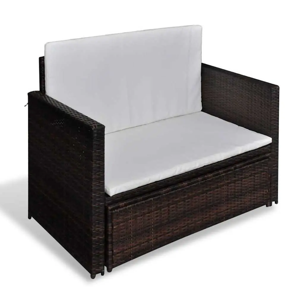 Outdoor Sofa Set PE Rattan 2-Seater Brown Modular