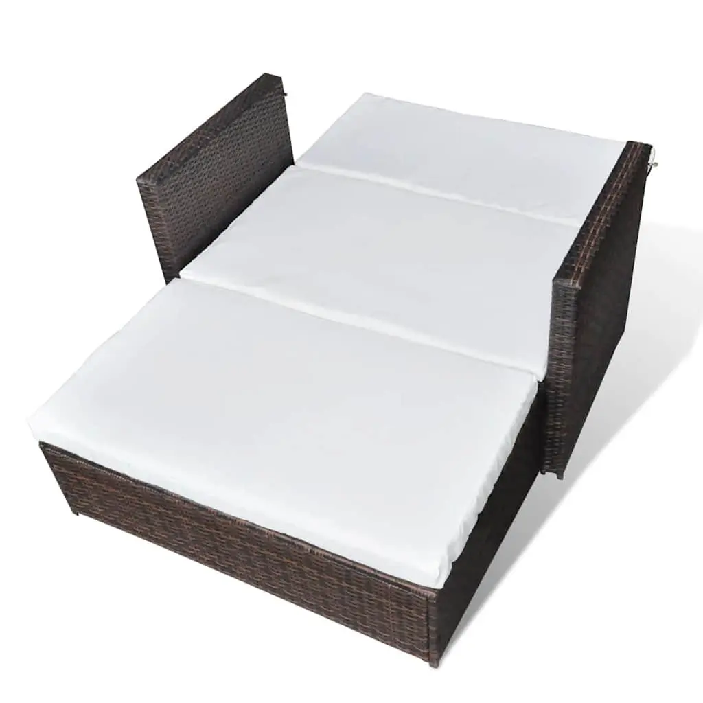 Outdoor Sofa Set PE Rattan 2-Seater Brown Modular
