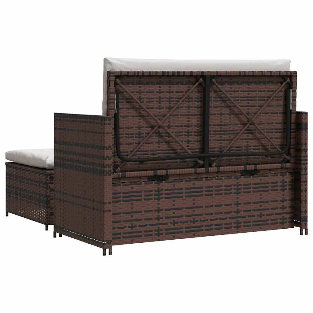 Outdoor Sofa Set PE Rattan 2-Seater Brown Modular