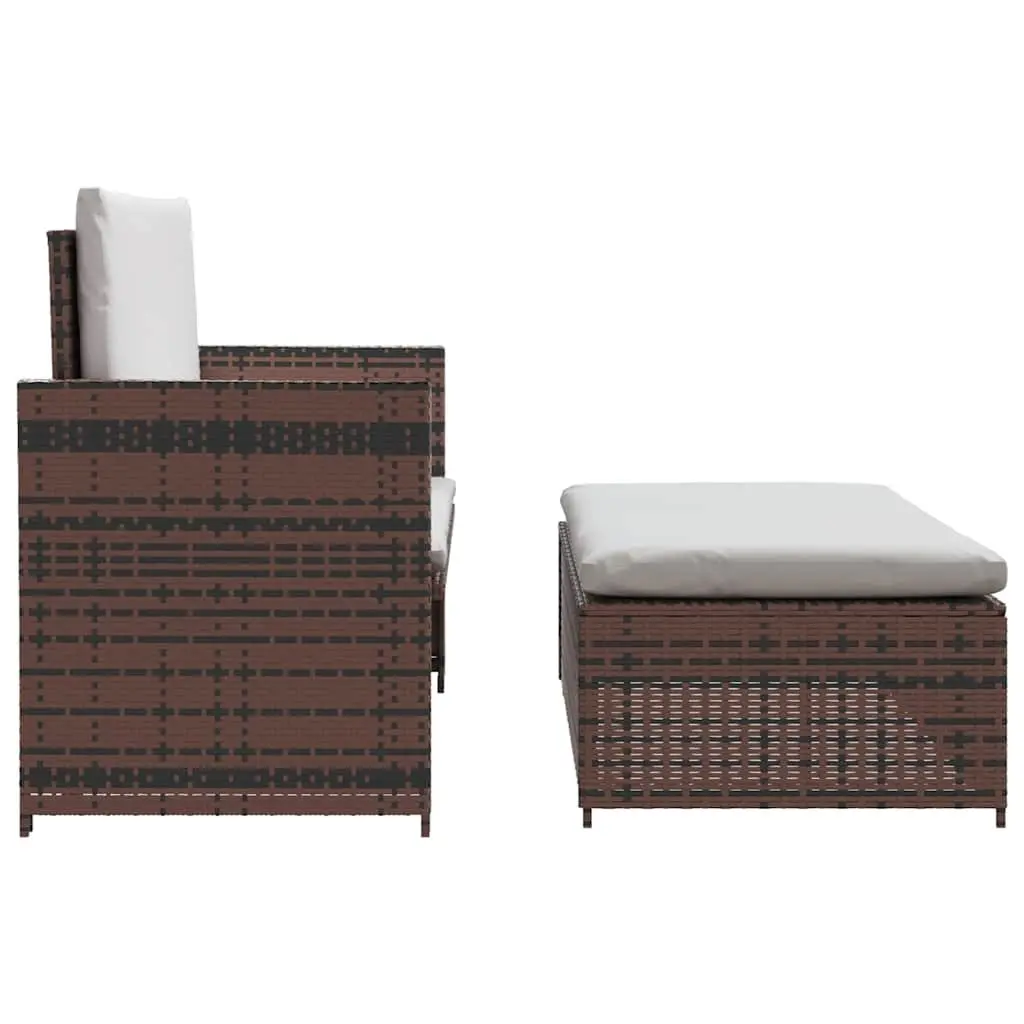 Outdoor Sofa Set PE Rattan 2-Seater Brown Modular