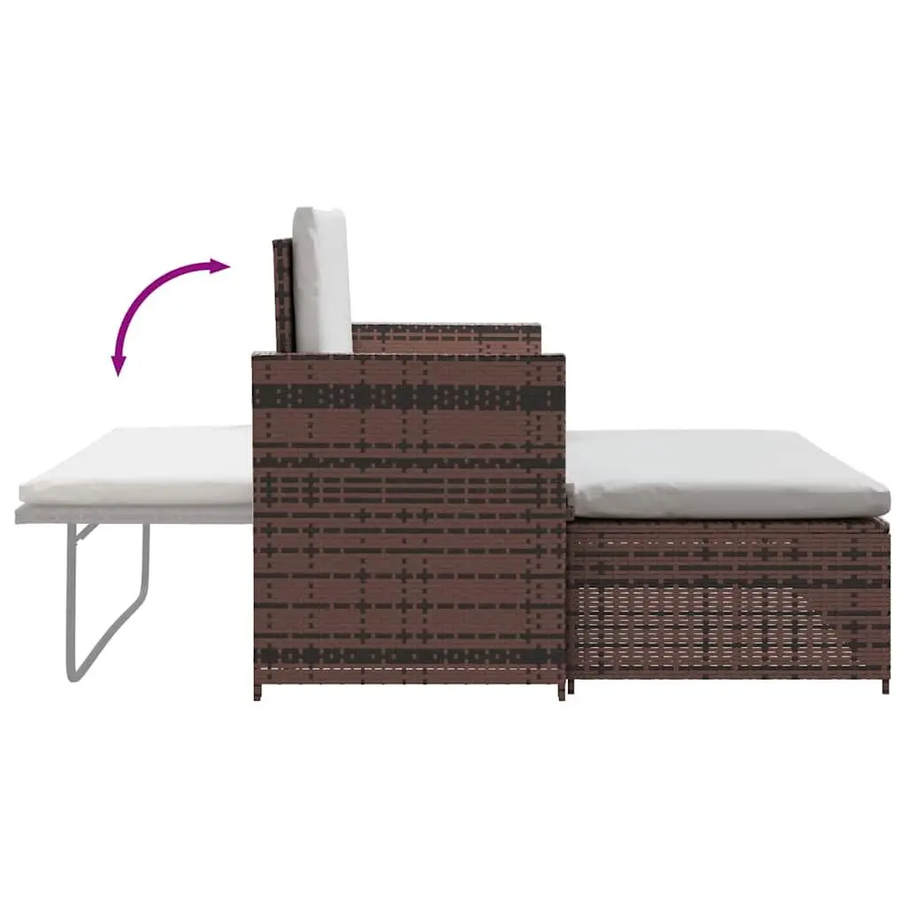 Outdoor Sofa Set PE Rattan 2-Seater Brown Modular