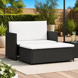 Durable 2-Piece Outdoor Lounge Set with Sofa and Stool