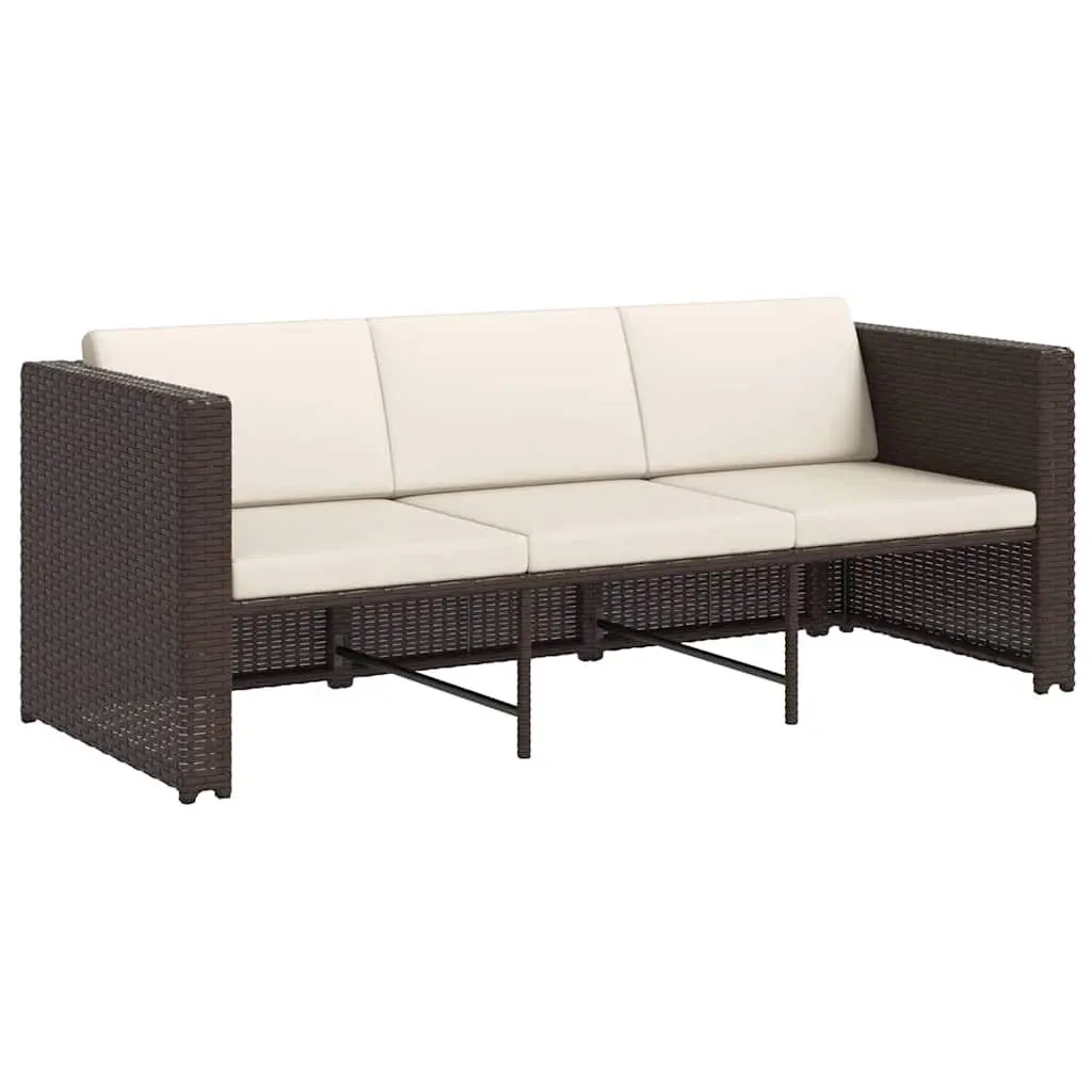 Outdoor Garden Lounge Set PE Rattan Sofa with Cushions Brown 4 Piece