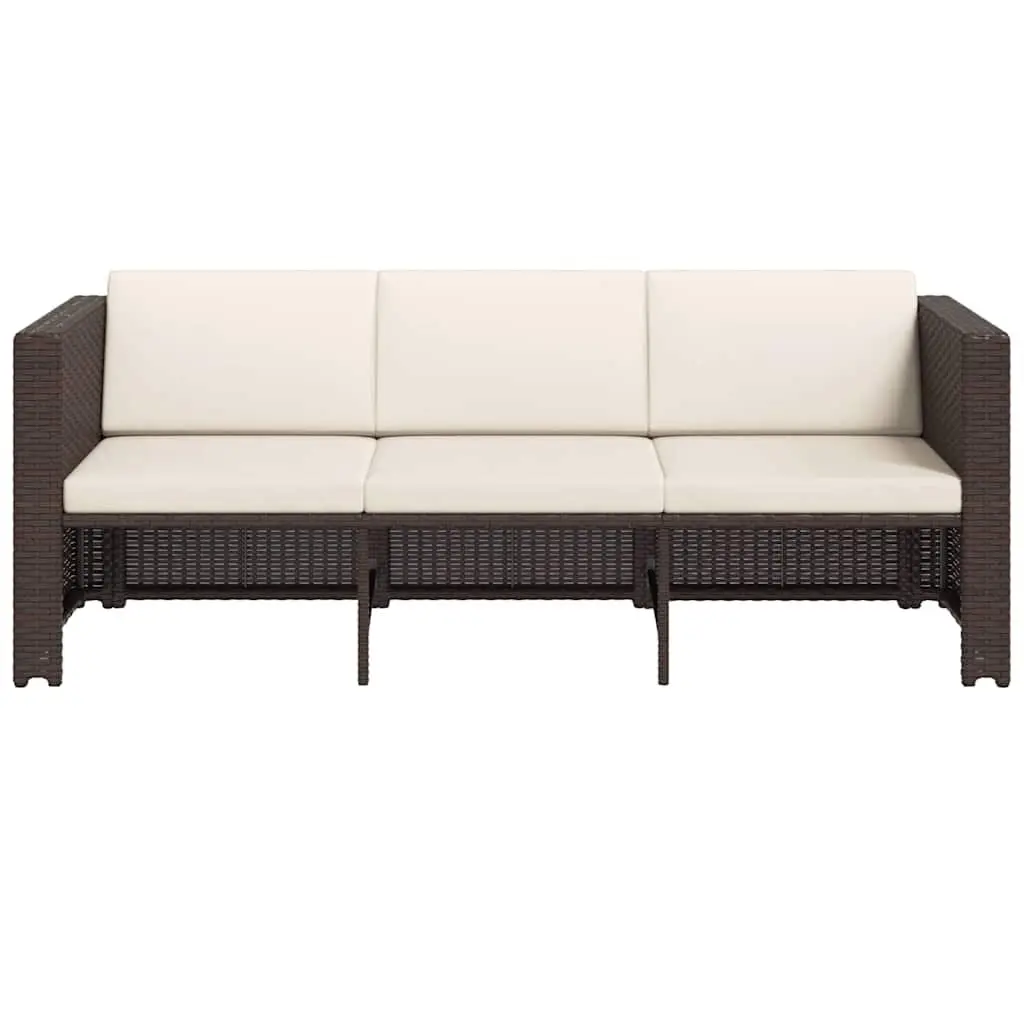 Outdoor Garden Lounge Set PE Rattan Sofa with Cushions Brown 4 Piece