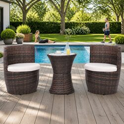 Durable 3 Piece Rattan Bistro Set for Outdoor Spaces