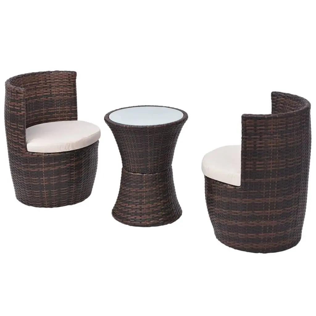 3 Piece Rattan Bistro Set for Outdoor Spaces