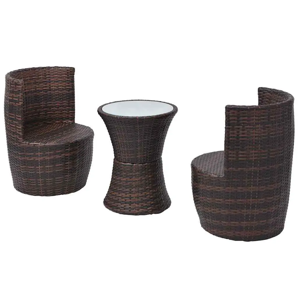 3 Piece Rattan Bistro Set for Outdoor Spaces