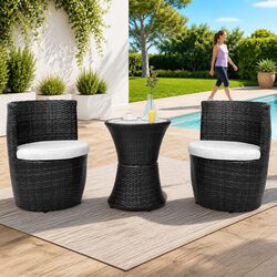 Stylish 3 Piece Rattan Bistro Set for Outdoors