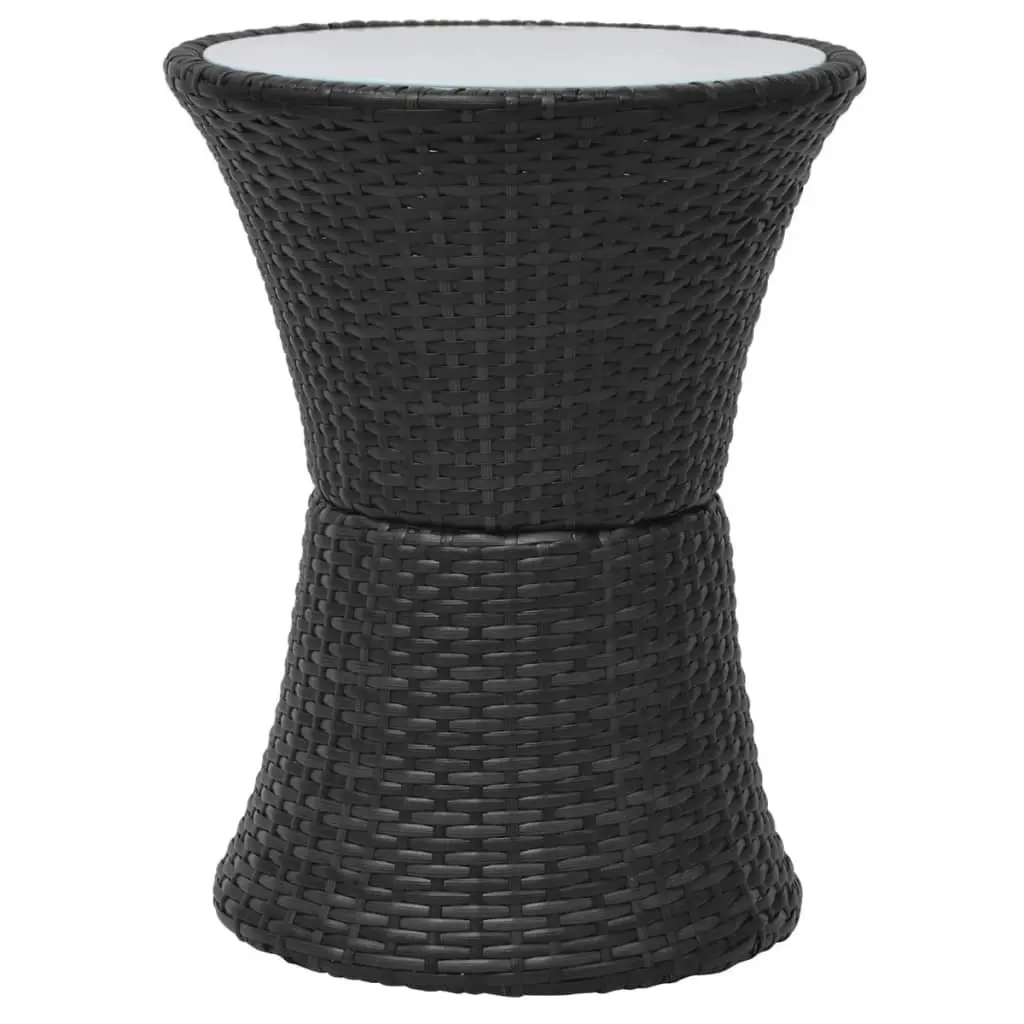 3 Piece Rattan Patio Furniture Set Black Steel Frame Cushions