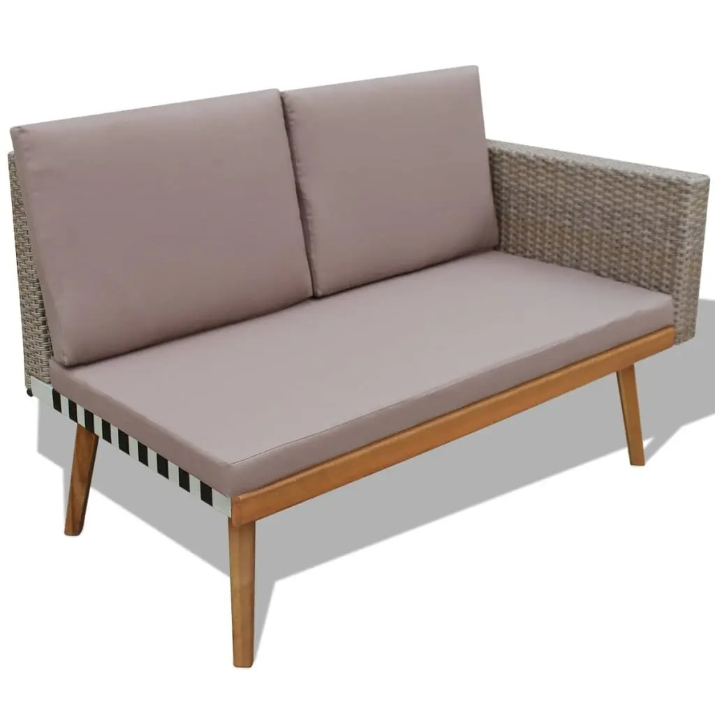 Garden Lounge Set PE Rattan Outdoor Furniture Grey 4 Piece