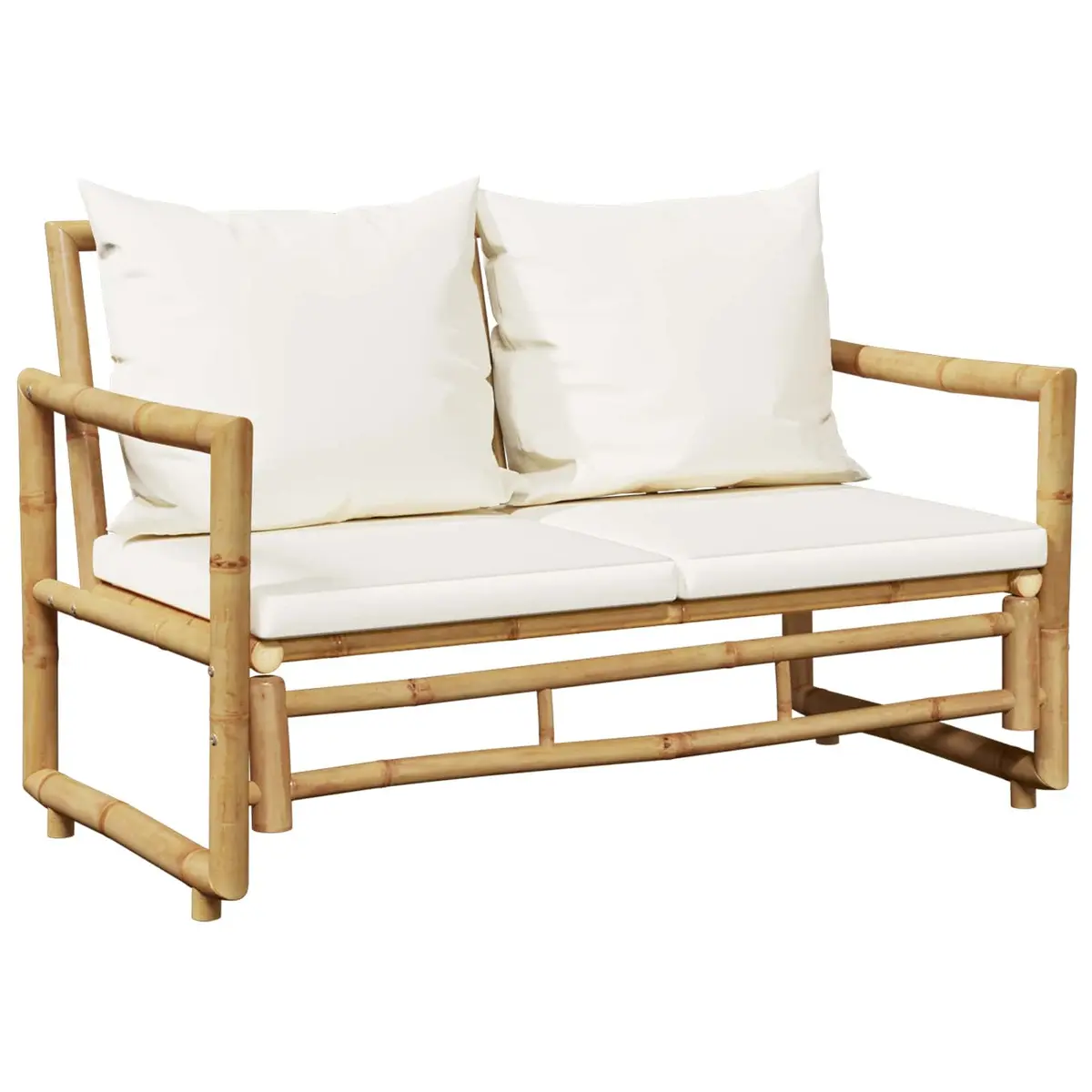 Brown Bamboo Outdoor Garden Bench with Cushions
