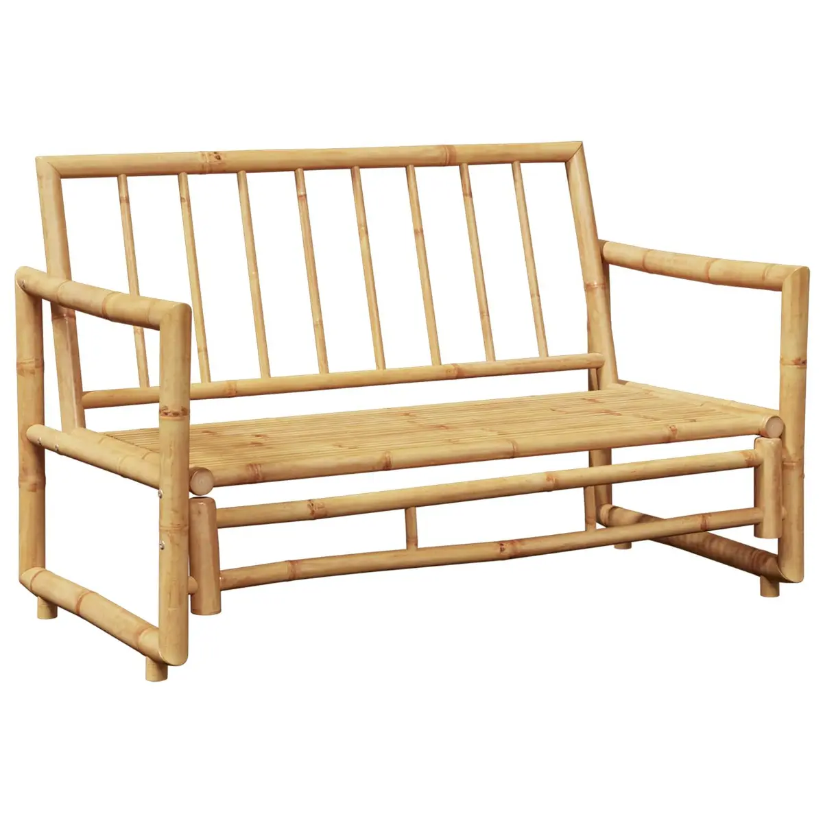 Brown Bamboo Outdoor Garden Bench with Cushions