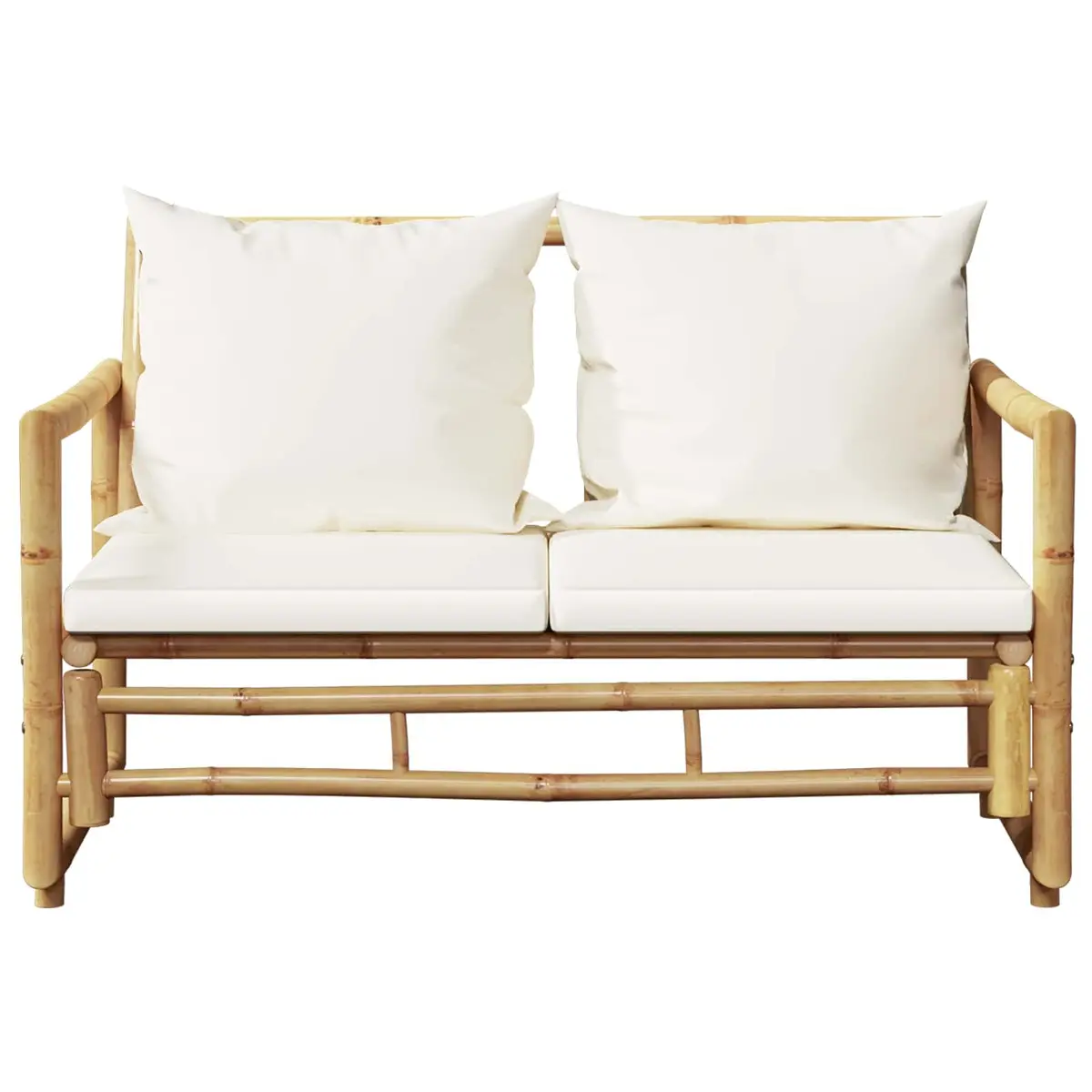 Brown Bamboo Outdoor Garden Bench with Cushions