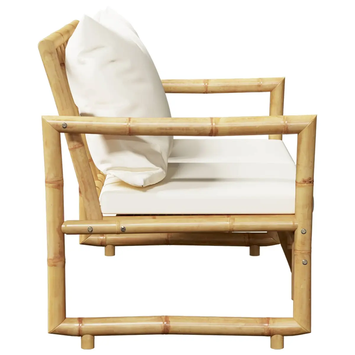 Brown Bamboo Outdoor Garden Bench with Cushions
