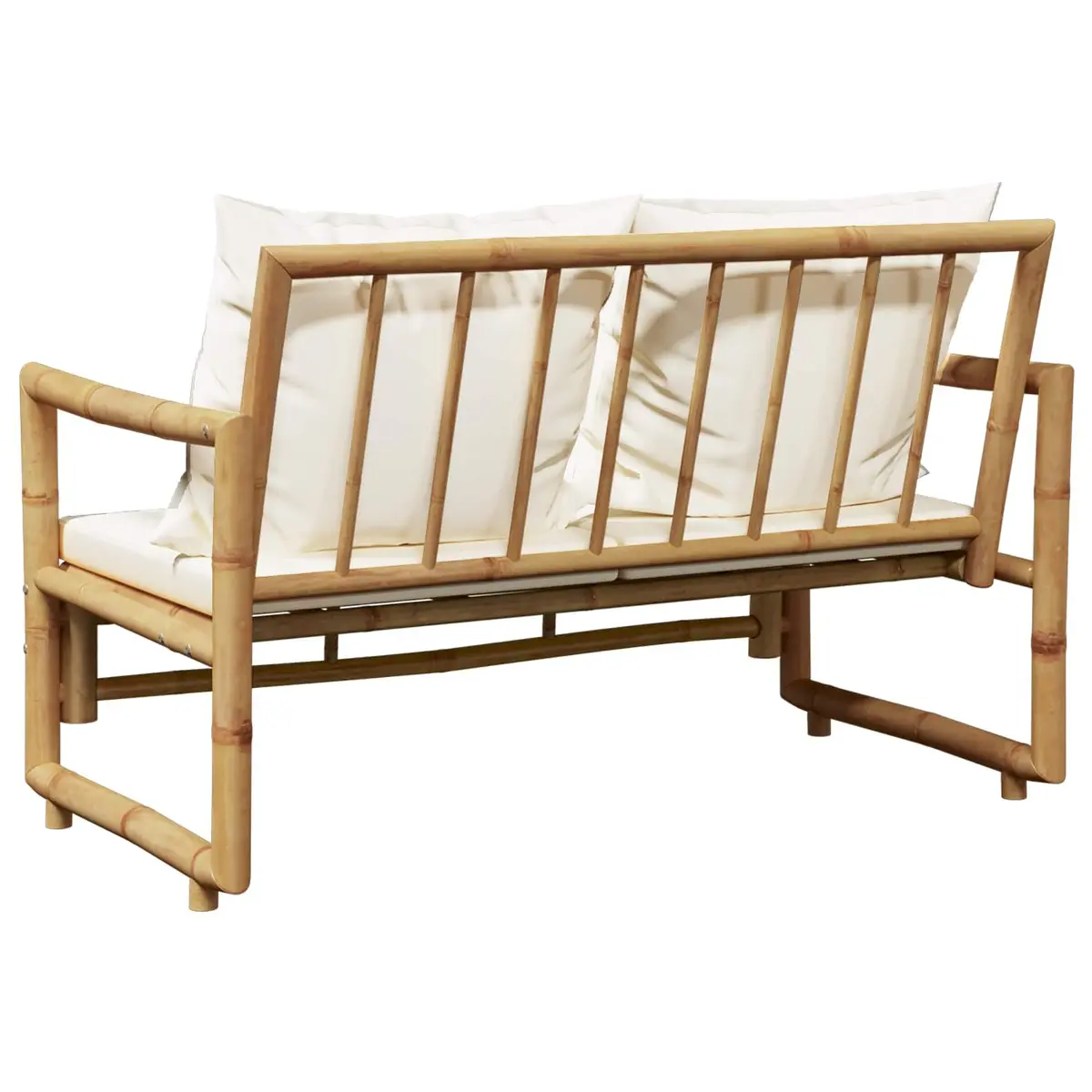 Brown Bamboo Outdoor Garden Bench with Cushions