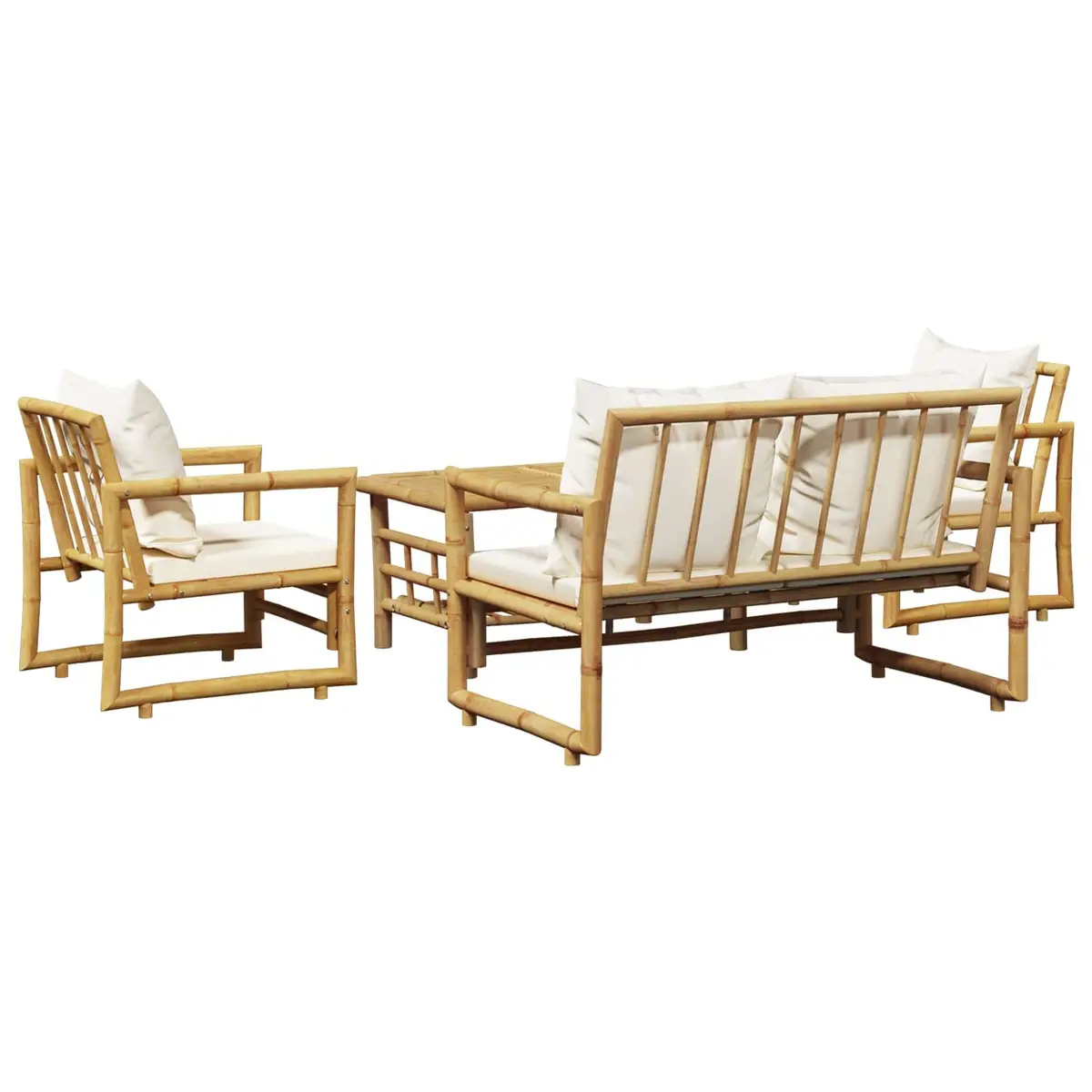 Bamboo Garden Lounge Set 4 Piece Outdoor Furniture Brown