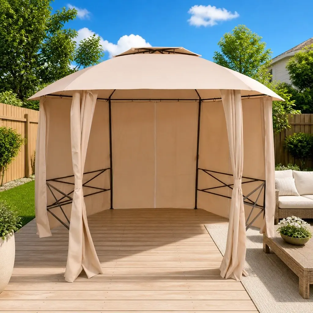 Hexagonal Pavilion Tent with Water-Resistant Canopy