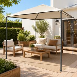 Sturdy 3x3m Beige Gazebo Pavilion Tent with Steel Frame