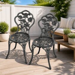 Set of 2 Floral Design Bistro Chairs for Outdoor Use