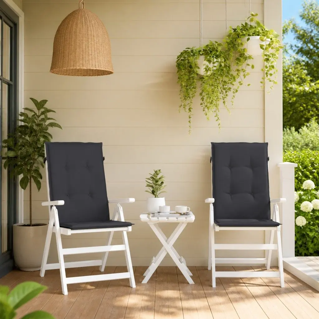 Garden Highback Chair Cushions 2 Pack Anthracite 120x50x2 cm Outdoor Patio Seat