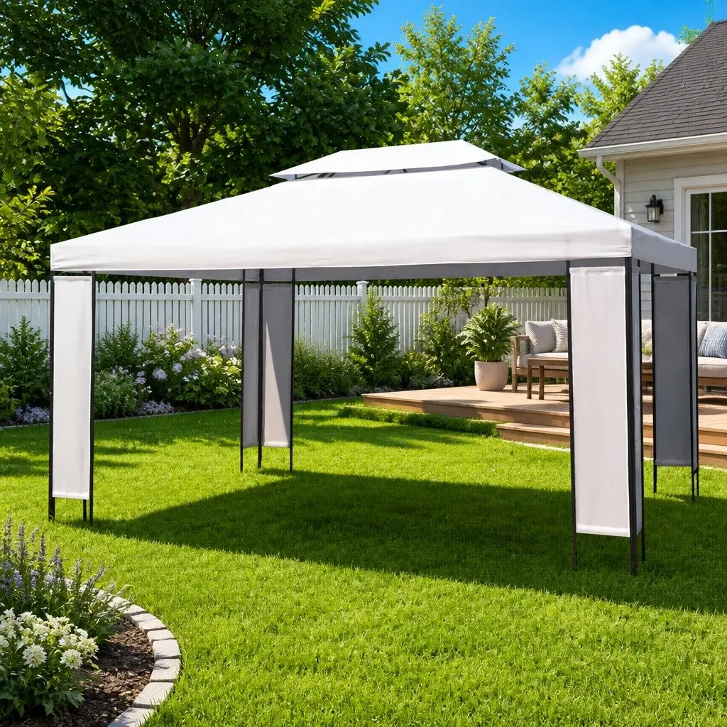 Gazebo Polyester 3x4 m White Vented Roof