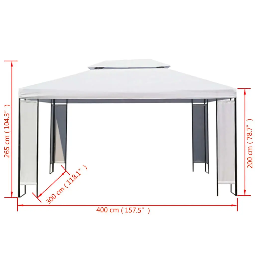 Gazebo Polyester 3x4 m White Vented Roof