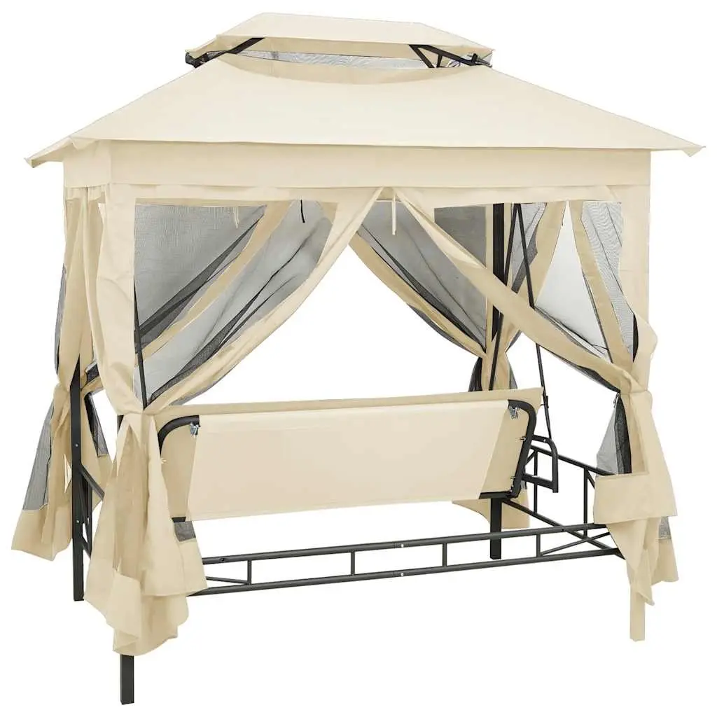 Gazebo Swing Bench for Two with Cream White Canopy