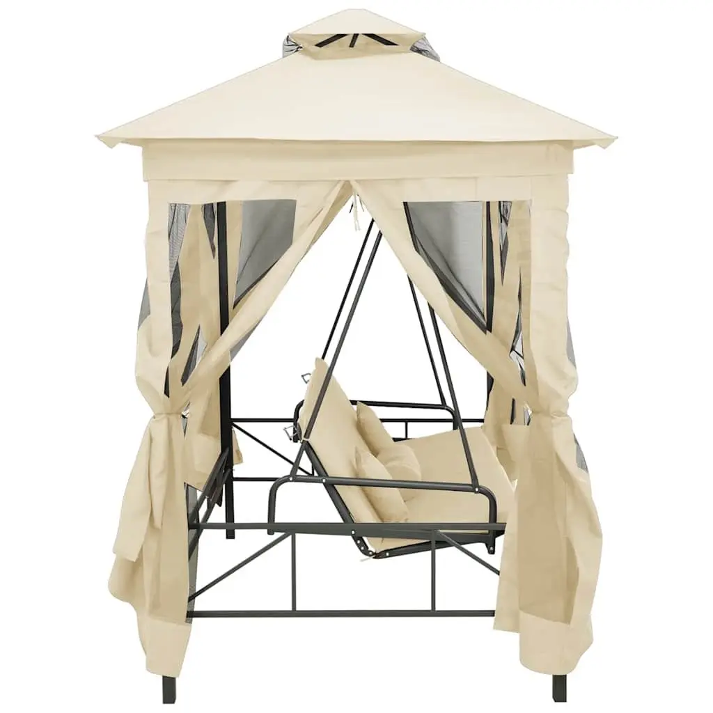 Gazebo Swing Bench for Two with Cream White Canopy