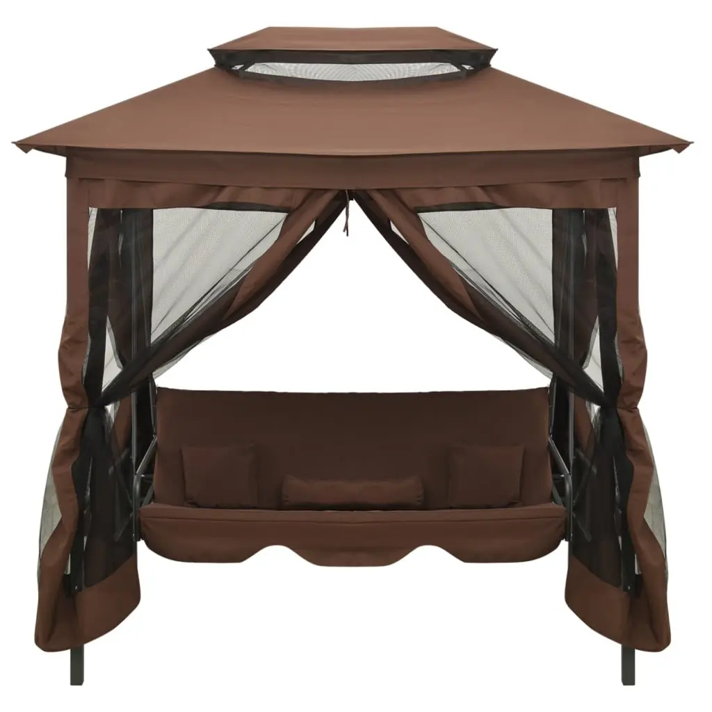 Gazebo Swing Bench with Canopy and Pillows for Two