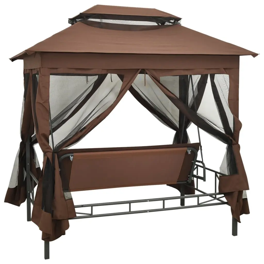 Gazebo Swing Bench with Canopy and Pillows for Two