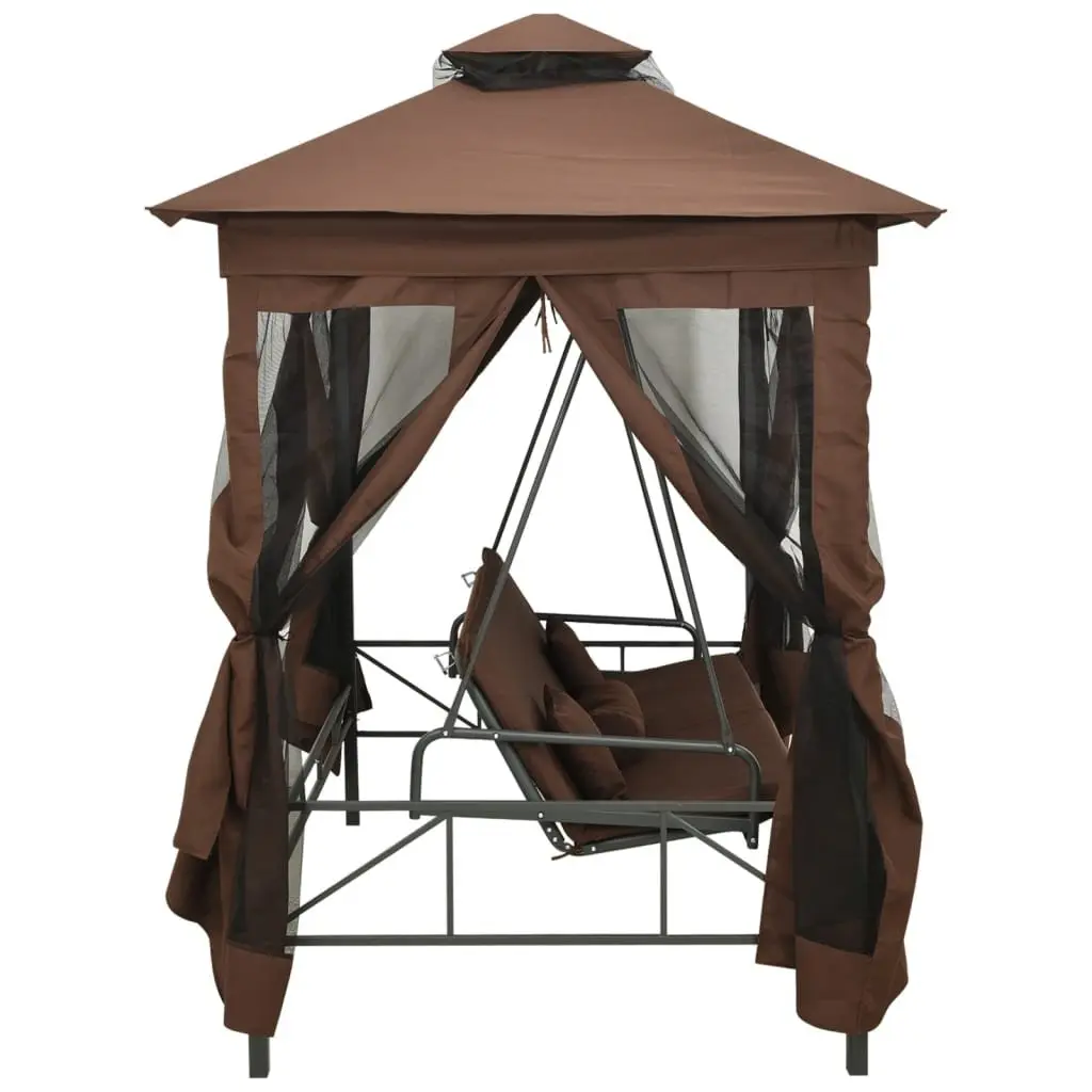 Gazebo Swing Bench with Canopy and Pillows for Two