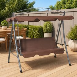 Sturdy Brown Outdoor Swing Bench with Canopy