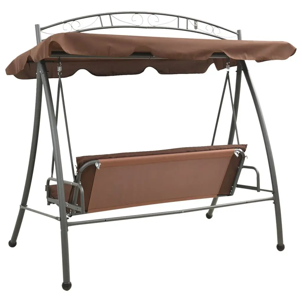 Brown Outdoor Swing Bench with Canopy