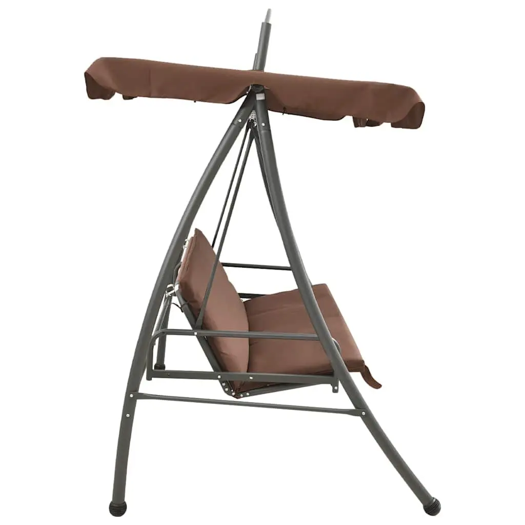 Brown Outdoor Swing Bench with Canopy