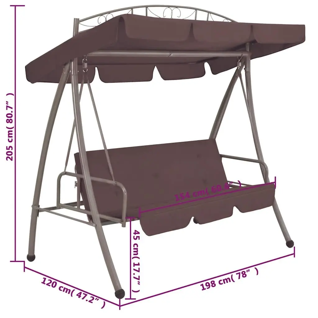 Brown Outdoor Swing Bench with Canopy