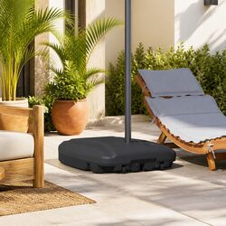 Black Mobile Umbrella Stand Base with Wheels for Outdoors