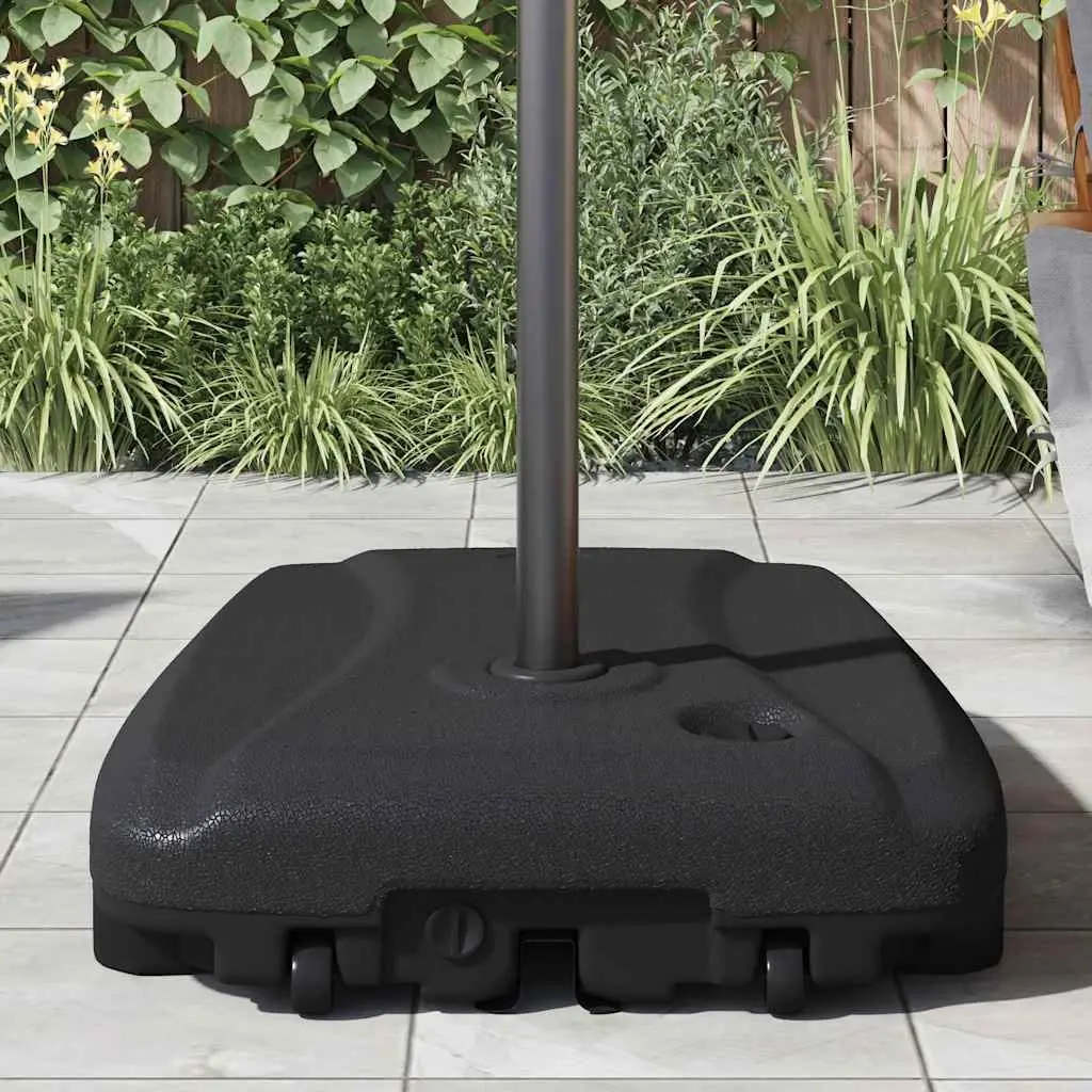Umbrella Stand Base Plastic Black Mobile with Wheels