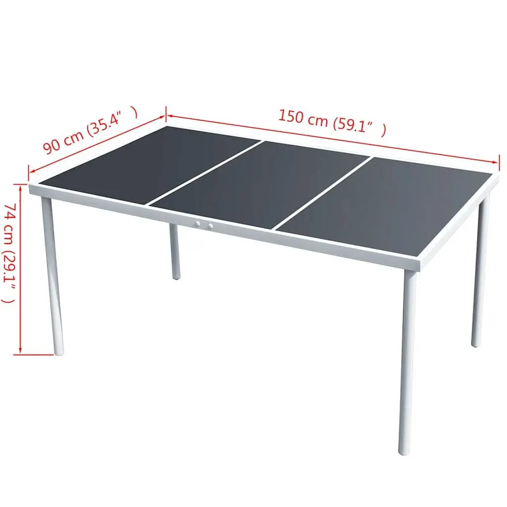 Outdoor Dining Table with Glass Top, 150x90cm