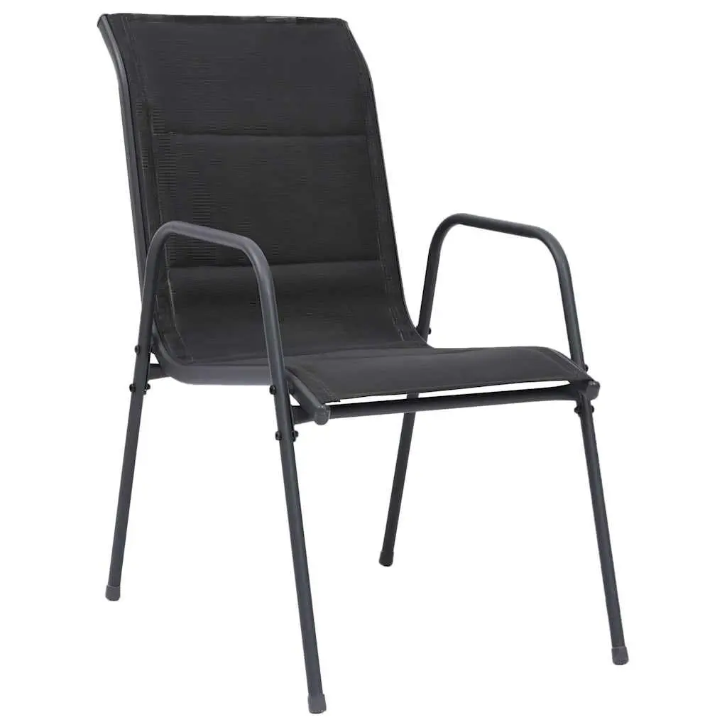 Black Outdoor Stackable Dining Chairs Set of 6